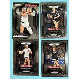 2024 Panini Monopoly, WNBA 4-ACES-Aja Wilson,S.Colson,A.Clark & Kate Martin RC